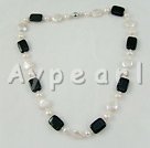 Wholesale pearl black agate necklace