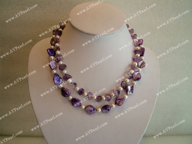 Wholesale Crystal Jewelry-Amethyst Mother of pearl necklace