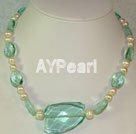 blue quartz pearl necklace