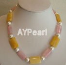 Wholesale Yellow jade Rose quartz necklace