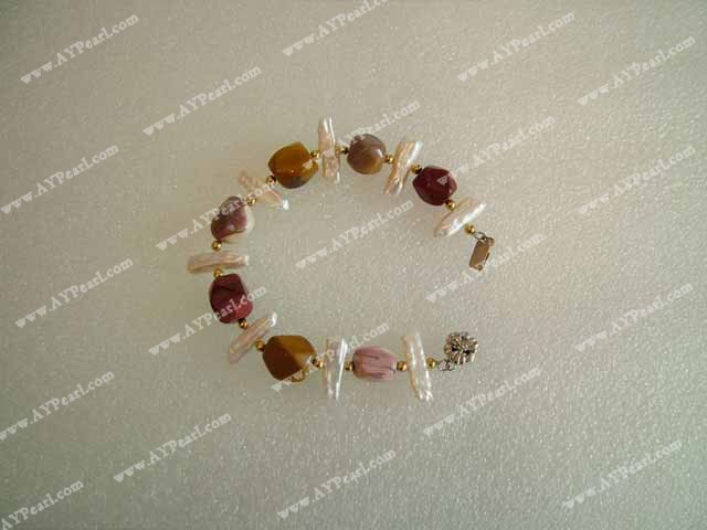 Silver Leaf Agate bracelet