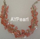 Cherry quartz pearl bracelet