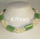 Wholesale pearl Green aventurine necklace