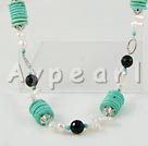 pearl black agate tuequoise necklace