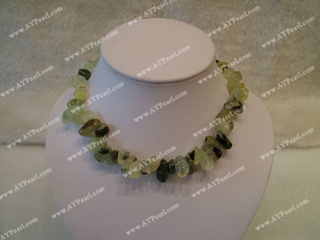 Green rutilated quartz necklace