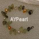 Green rutilated quartz pearl bracelet