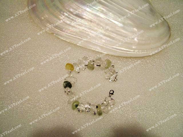 Green rutilated quartz crystal bracelet