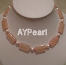 Wholesale pearl Rose quartz necklace