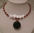 Wholesale coral black jade necklace