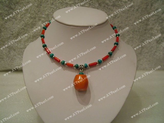Wholesale Coral Jewelry-Turquoise coral necklace