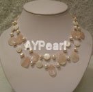 pearl and Rose quartz and Mother of pearl necklace