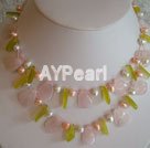 collier de perles de quartz rose