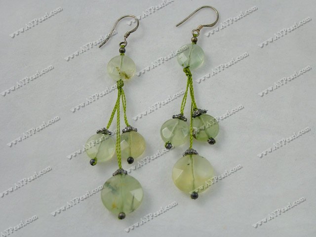 Boucles d'oreilles quartz rutile vert