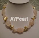 pearl Rose quartz necklace