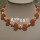 Wholesale Cherry quartz and pearl necklace