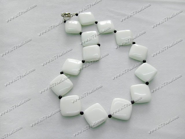 white porcelain black agate necklace