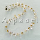 yellow crystal white crystal necklace