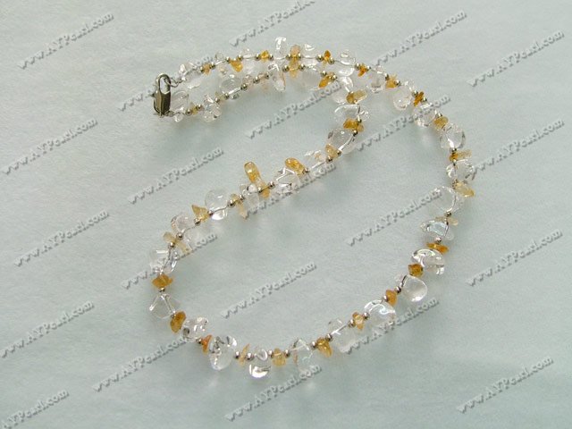 yellow crystal white crystal necklace