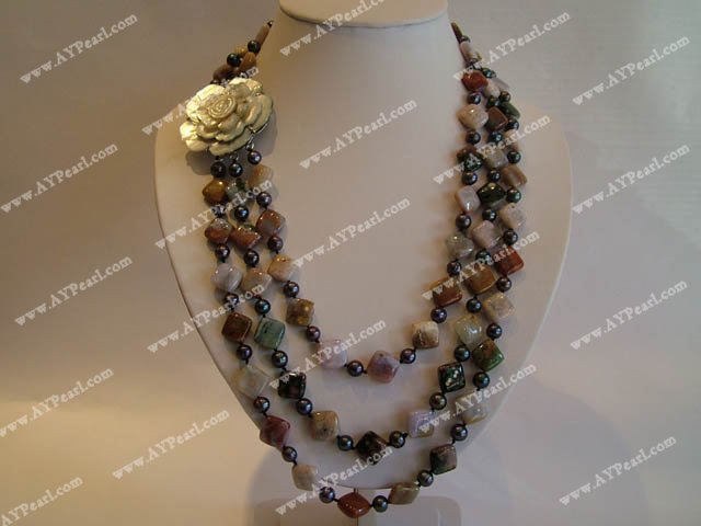 black pearl India carnelian necklace