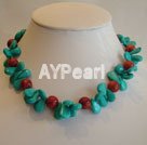 Turquoise sponge coral necklace