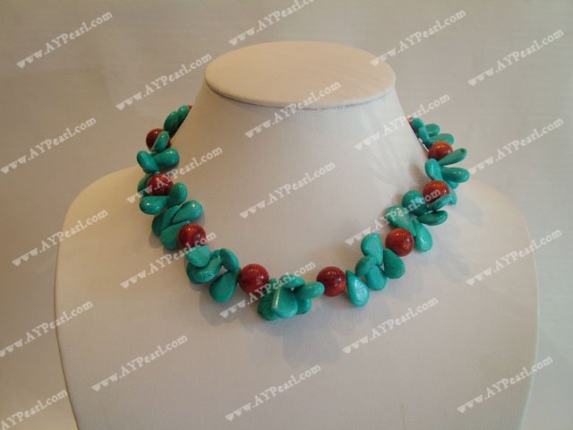Turquoise sponge coral necklace