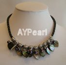 Wholesale black pearl shell necklace