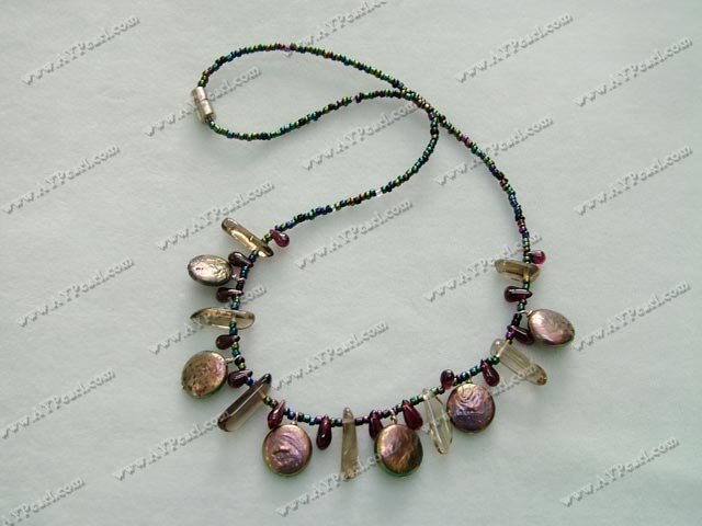 Wholesale Crystal Jewelry-pearl garnet crystal necklace