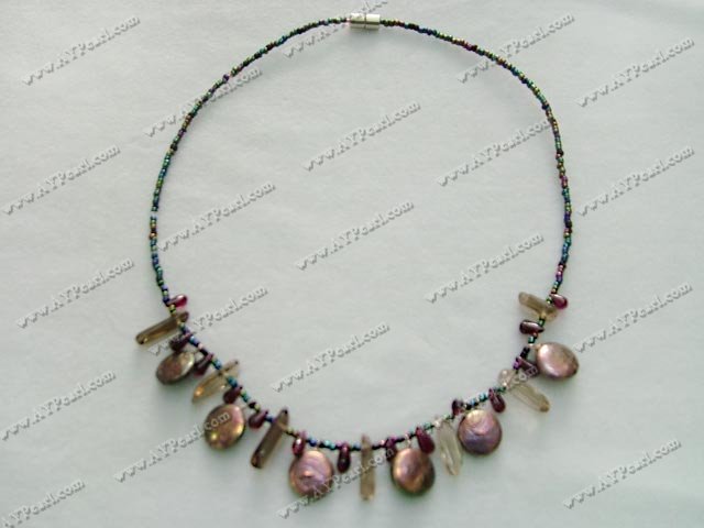 Crystal Jewelry Wholesale-pearl garnet crystal necklace