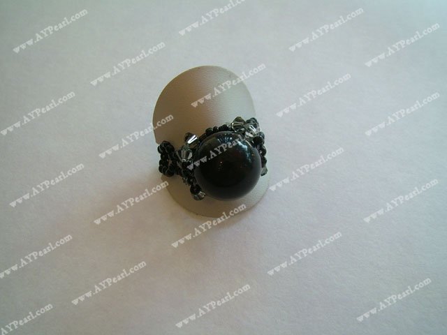 Onyx negru şi austriece de cristal inel
