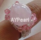 Wholesale ring jewelry-Rose quartz Austrian crystal finger ring