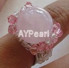 Rose quartz Austria crystal finger ring