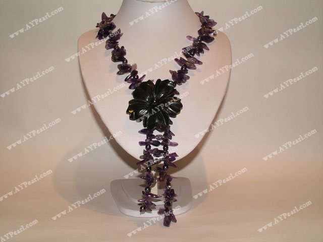 Amethyst black jade necklace