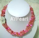 Cherry quartz pearl necklace