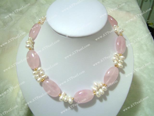 Rose quartz pearl necklace