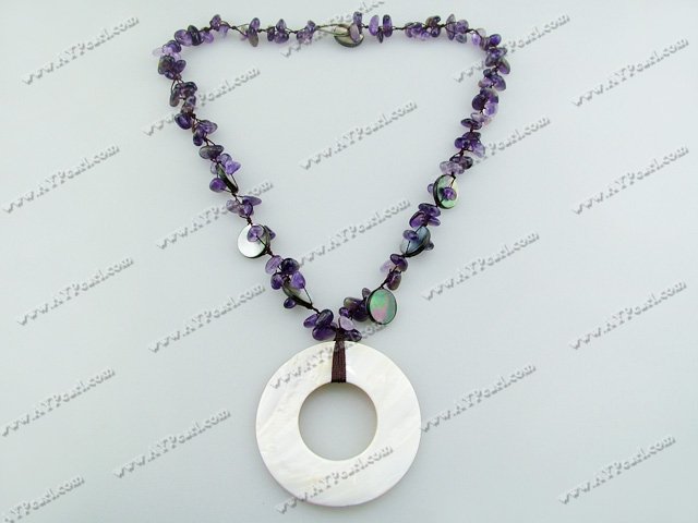 Wholesale Crystal Jewelry-Amethyst Black Butterfly Shell Necklace