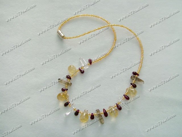 garnet yellow crystal necklace