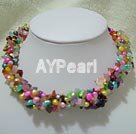 Wholesale Jewelry-Dyed pearl multi stone necklace