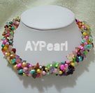 Wholesale Gemstone Necklace-Dyed pearl multi stone necklace