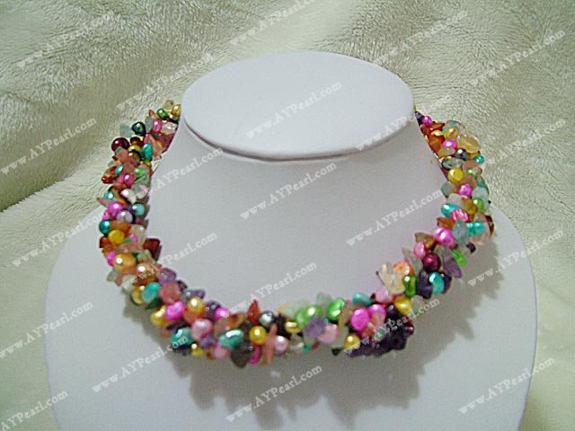 Dyed pearl multi stone necklace
