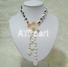 Malachite cat's eye pearl shell necklace