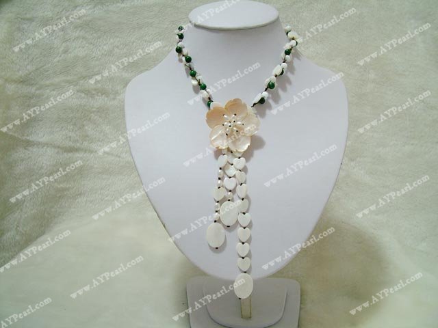 Malachite cat's eye pearl shell necklace