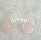 quartz rose boucle d'oreille