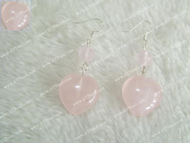 quartz rose boucle d'oreille