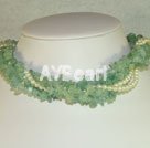 Wholesale Aquamarine chips and preal necklace