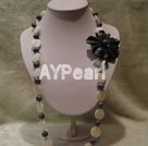 Wholesale blue sponge coral black jade flower necklace