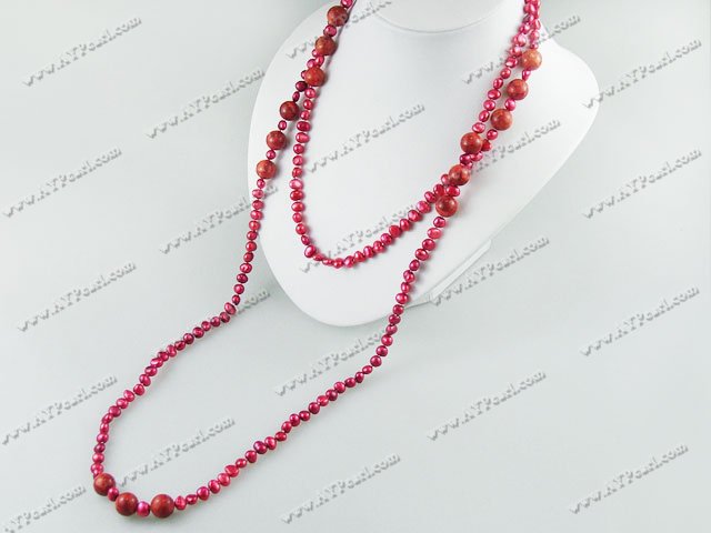 purple pearls sponge corals  necklace 