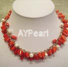 corals white pearls necklace