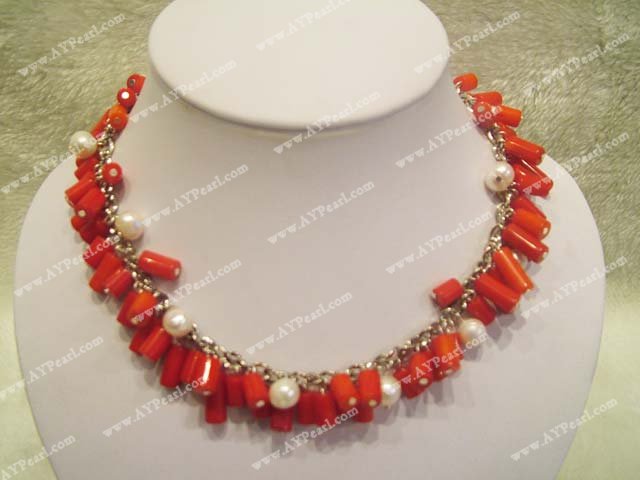 corals white pearls necklace