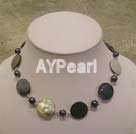 schwarze Shell Perlenkette