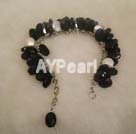 Wholesale Gemstone Jewelry-black agate and pearl bracelet
